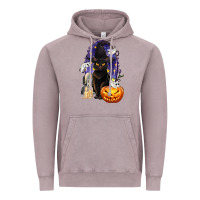 Vintage Zinc Halloween Cat and Pumpkin Vintage Hoodie - texasbilliewilder