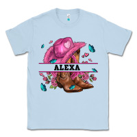 Dusty Blue pink costom name cowgirl hat and roses Classic Tee - AdoDesignShop