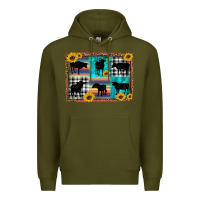 Army Green cow sunflower leopard Premium Hoodie - Artiststas