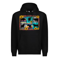 Black cow sunflower leopard Premium Hoodie - Artiststas