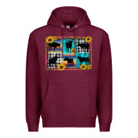 Burgundy cow sunflower leopard Premium Hoodie - Artiststas