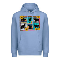 Colony Blue cow sunflower leopard Premium Hoodie - Artiststas