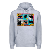 Heather Grey cow sunflower leopard Premium Hoodie - Artiststas