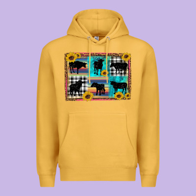 Cow Sunflower Leopard Premium Hoodie Designed By Artiststas