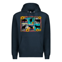 Navy cow sunflower leopard Premium Hoodie - Artiststas