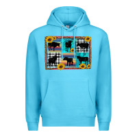 Ocean Blue cow sunflower leopard Premium Hoodie - Artiststas