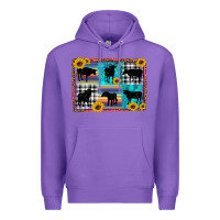 Purple cow sunflower leopard Premium Hoodie - Artiststas