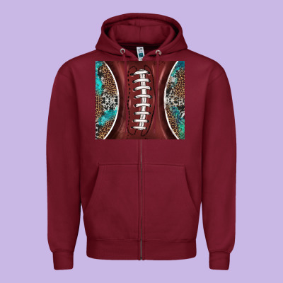Western Pattern And American Football Zipper Hoodie Designed By Barkaloodesign