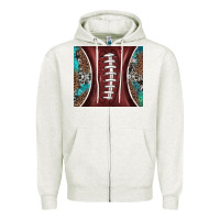 Oatmeal Heather western pattern and american football Zipper Hoodie - BarkalooDesign