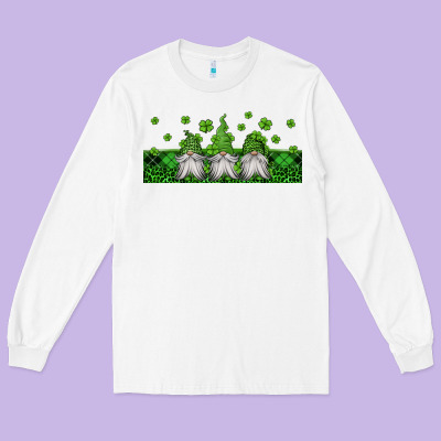 St Patricks Gnomes Long Sleeve Tee Designed By Jasminsmagicworld