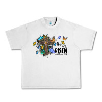 Lunar Rock he is risen matthew 28 6 cross with butterflies cowhide background Urban Heavy Tee - BarkalooDesign