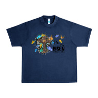 Navy he is risen matthew 28 6 cross with butterflies cowhide background Urban Heavy Tee - BarkalooDesign