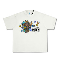 Pistachio he is risen matthew 28 6 cross with butterflies cowhide background Urban Heavy Tee - BarkalooDesign