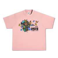 Salmon he is risen matthew 28 6 cross with butterflies cowhide background Urban Heavy Tee - BarkalooDesign