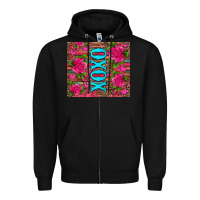 Black xoxo valentine's day pink roses and hearts Zipper Hoodie - Jasminsmagicworld