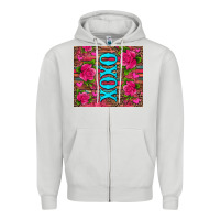 Dove Grey xoxo valentine's day pink roses and hearts Zipper Hoodie - Jasminsmagicworld
