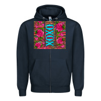Navy xoxo valentine's day pink roses and hearts Zipper Hoodie - Jasminsmagicworld
