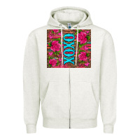 Oatmeal Heather xoxo valentine's day pink roses and hearts Zipper Hoodie - Jasminsmagicworld