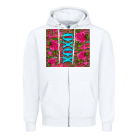 White xoxo valentine's day pink roses and hearts Zipper Hoodie - Jasminsmagicworld