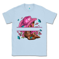 Dusty Blue pink cowgirl hat and roses Classic Tee - AdoDesignShop