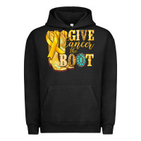 Pigment Black Give Cancer the boot Childhood Cancer Urban Hoodie - NancyCooperArtShop