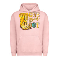 Pigment Salmon Give Cancer the boot Childhood Cancer Urban Hoodie - NancyCooperArtShop