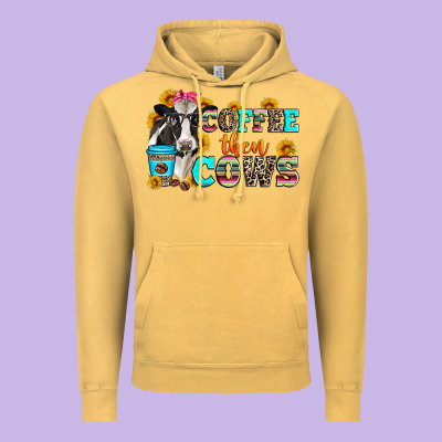 Coffee Then Cows Vintage Hoodie Designed By Zillion Design Studio