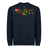 Navy believe christmas Heavyweight Sweatshirt - CowhideDigitalArt