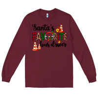 Burgundy santa's favorite bus driver Long Sleeve Tee - AdoDesignShop