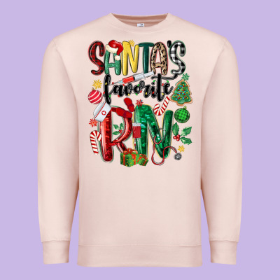Santas Favorite Registered Nurse Premium Sweatshirt Designed By Maliassmallbusiness