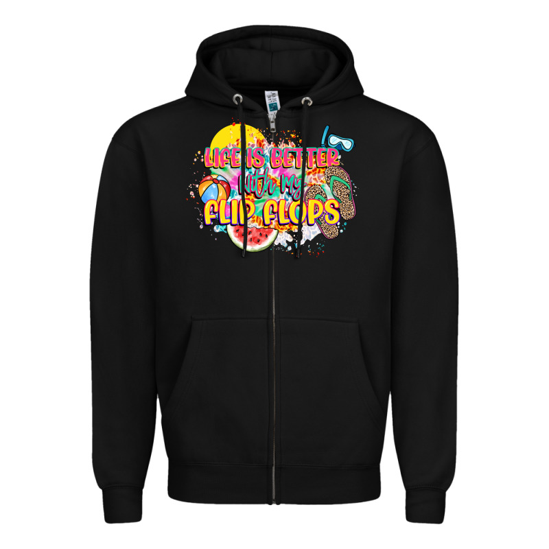 Life Is Better With My Flip Flops Zipper Hoodie by NancyCooperArtShop | Teevron