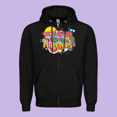 Life Is Better With My Flip Flops Zipper Hoodie Designed By Nancycooperartshop