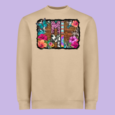 Mimi Floral Background Heavyweight Sweatshirt Designed By Hra Design Shop