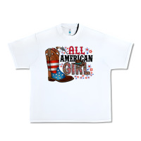 White all american girl Urban Heavy Tee - RacoonDesign