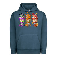 Pigment Midnight Navy Hallothanksmas coffee cups Urban Hoodie - NancyCooperArtShop