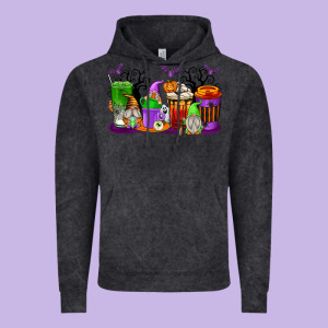 Halloween Gnomes Coffee Cups Vintage Hoodie Designed By Texasbilliewilder