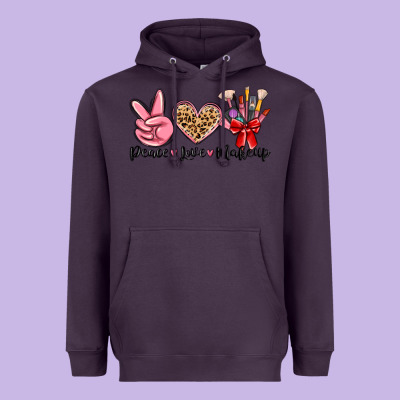 Peace Love Makeup Heavyweight Hoodie Designed By Maliassmallbusiness