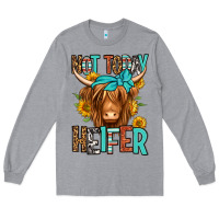 Heather Grey not today heifer long haired cow Long Sleeve Tee - Jasminsmagicworld