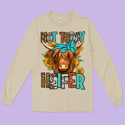 Not Today Heifer Long Haired Cow Long Sleeve Tee Designed By Jasminsmagicworld
