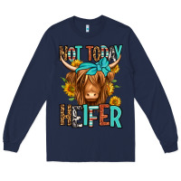 Navy not today heifer long haired cow Long Sleeve Tee - Jasminsmagicworld
