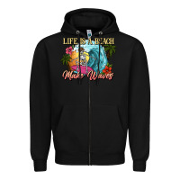 Black Life is a beach make waves skeleton Zipper Hoodie - NancyCooperArtShop