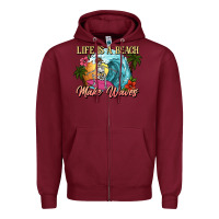 Burgundy Life is a beach make waves skeleton Zipper Hoodie - NancyCooperArtShop