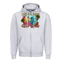 Heather Grey Life is a beach make waves skeleton Zipper Hoodie - NancyCooperArtShop