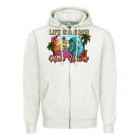 Oatmeal Heather Life is a beach make waves skeleton Zipper Hoodie - NancyCooperArtShop