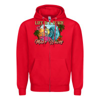 Red Life is a beach make waves skeleton Zipper Hoodie - NancyCooperArtShop