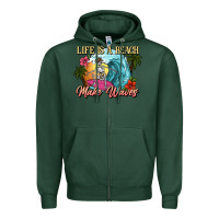 Sports Green Life is a beach make waves skeleton Zipper Hoodie - NancyCooperArtShop