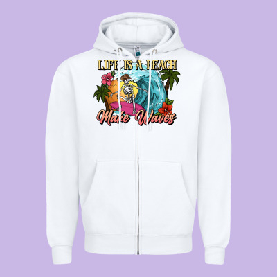 Life Is A Beach Make Waves Skeleton Zipper Hoodie Designed By Nancycooperartshop