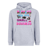 Heather Grey mind my own small business Heavyweight Hoodie - NancyCooperArtShop