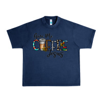 Navy give me coffee jesus Urban Heavy Tee - CowhideDigitalArt