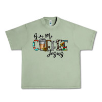 Oil Green give me coffee jesus Urban Heavy Tee - CowhideDigitalArt